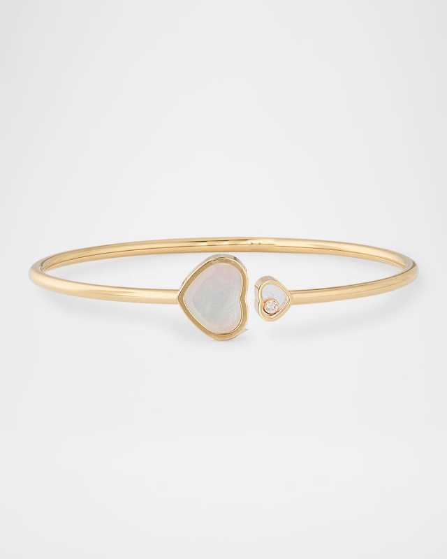 Happy Hearts 18K Yellow Gold Mother of Pearl Bangle